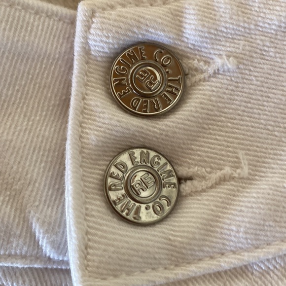 Red Engine White Crop/Capri jeans Size 29 - Picture 6 of 10